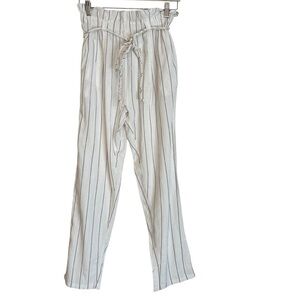 Billabong Paperbag Linen Stripe Beach Pants White Black Small NWT Casual Travel
